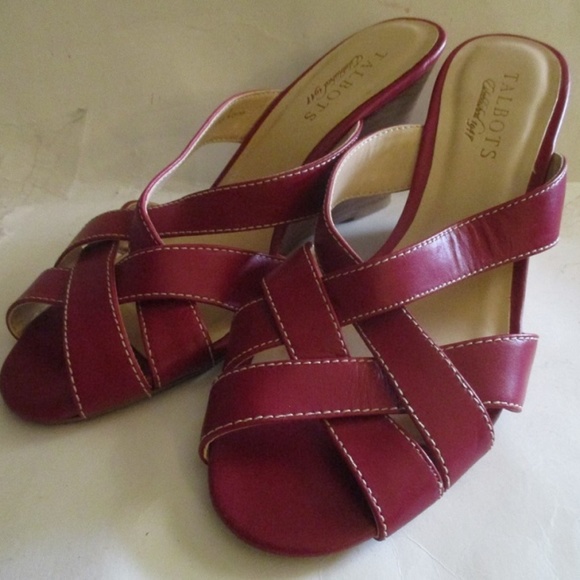 Talbots Brick Red Slip-0n CrissCross Wedge Sandals - Picture 2 of 6